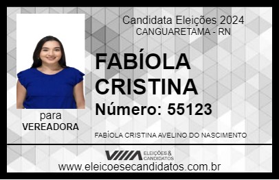 Candidato FABÍOLA CRISTINA 2024 - CANGUARETAMA - Eleições