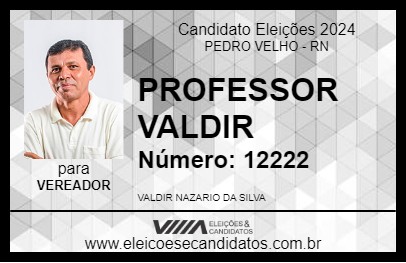 Candidato PROFESSOR VALDIR 2024 - PEDRO VELHO - Eleições