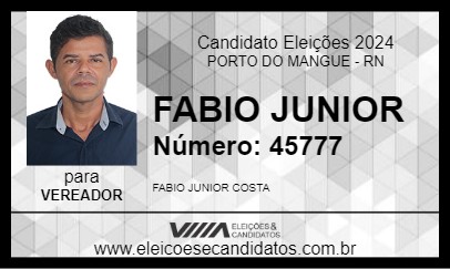 Candidato FABIO JUNIOR 2024 - PORTO DO MANGUE - Eleições