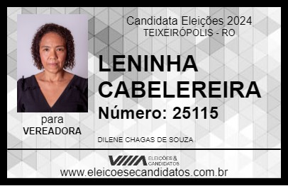 Candidato LENINHA CABELEREIRA 2024 - TEIXEIRÓPOLIS - Eleições