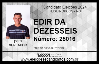 Candidato EDIR DA 16 2024 - TEIXEIRÓPOLIS - Eleições