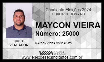 Candidato MAYCON VIEIRA 2024 - TEIXEIRÓPOLIS - Eleições