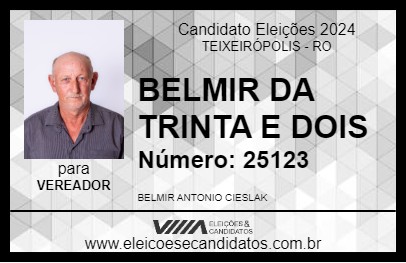 Candidato BELMIR DA 32 2024 - TEIXEIRÓPOLIS - Eleições