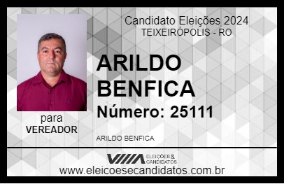 Candidato ARILDO BENFICA 2024 - TEIXEIRÓPOLIS - Eleições