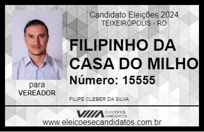 Candidato FILIPINHO DA CASA DO MILHO 2024 - TEIXEIRÓPOLIS - Eleições