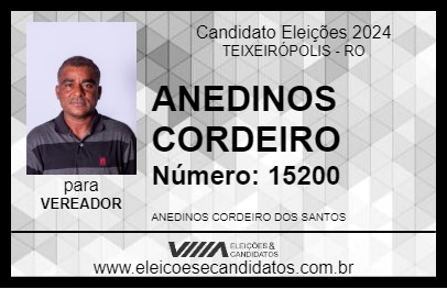 Candidato ANEDINOS CORDEIRO 2024 - TEIXEIRÓPOLIS - Eleições