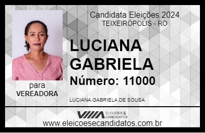 Candidato LUCIANA GABRIELA 2024 - TEIXEIRÓPOLIS - Eleições