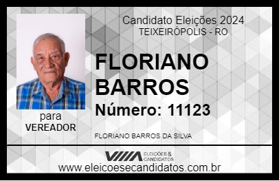 Candidato FLORIANO BARROS 2024 - TEIXEIRÓPOLIS - Eleições