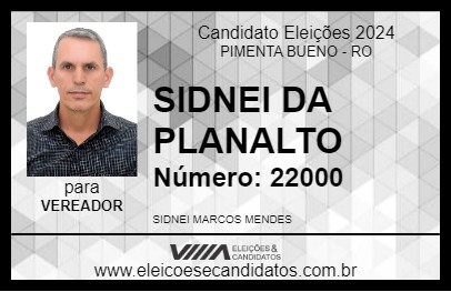 Candidato SIDNEI DA PLANALTO 2024 - PIMENTA BUENO - Eleições