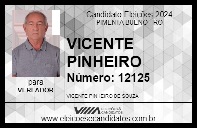 Candidato VICENTE PINHEIRO 2024 - PIMENTA BUENO - Eleições