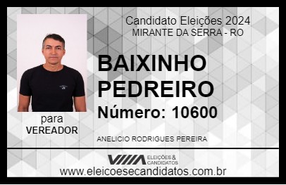 Candidato BAIXINHO PEDREIRO 2024 - MIRANTE DA SERRA - Eleições