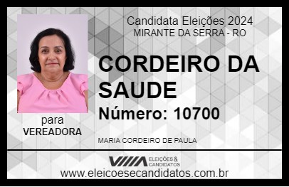 Candidato CORDEIRO DA SAUDE 2024 - MIRANTE DA SERRA - Eleições