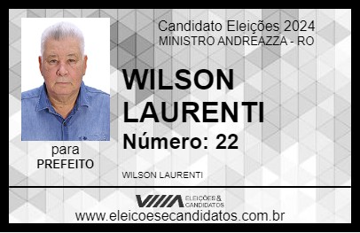 Candidato WILSON LAURENTI 2024 - MINISTRO ANDREAZZA - Eleições