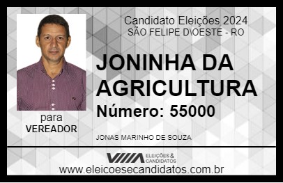 Candidato JONINHA DA AGRICULTURA 2024 - SÃO FELIPE D\OESTE - Eleições