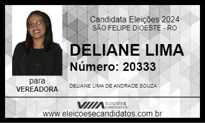 Candidato DELIANE LIMA 2024 - SÃO FELIPE D\OESTE - Eleições