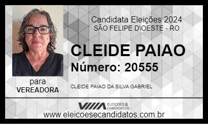 Candidato CLEIDE PAIAO 2024 - SÃO FELIPE D\OESTE - Eleições