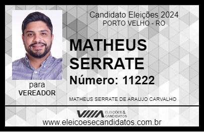 Candidato MATHEUS SERRATE 2024 - PORTO VELHO - Eleições