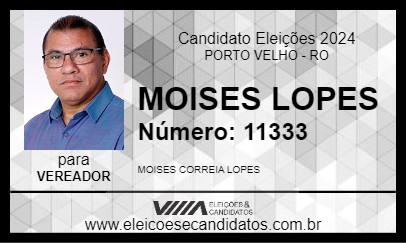 Candidato MOISES LOPES 2024 - PORTO VELHO - Eleições