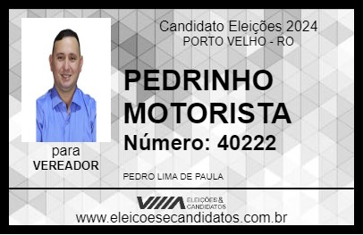 Candidato PEDRINHO MOTORISTA 2024 - PORTO VELHO - Eleições