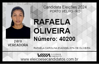 Candidato RAFAELA OLIVEIRA 2024 - PORTO VELHO - Eleições