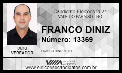 Candidato FRANCO DINIZ 2024 - VALE DO PARAÍSO - Eleições