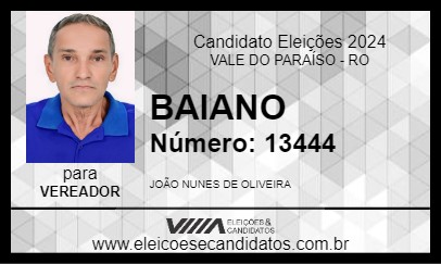 Candidato BAIANO 2024 - VALE DO PARAÍSO - Eleições