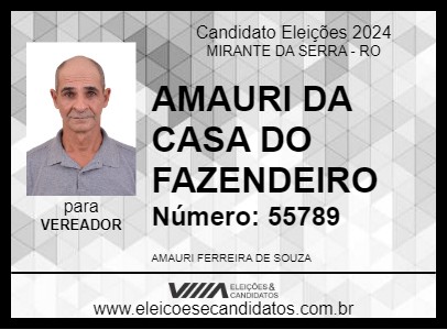 Candidato AMAURI DA CASA DO FAZENDEIRO 2024 - MIRANTE DA SERRA - Eleições