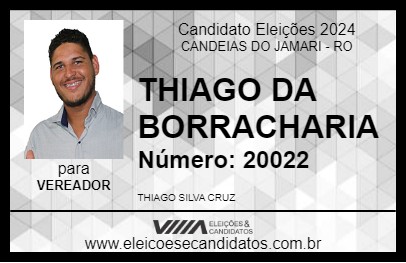 Candidato TIAGO DA BORRACHARIA NORTE SUL 2024 - CANDEIAS DO JAMARI - Eleições