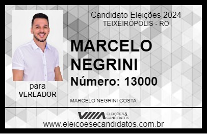 Candidato MARCELO NEGRINI 2024 - TEIXEIRÓPOLIS - Eleições