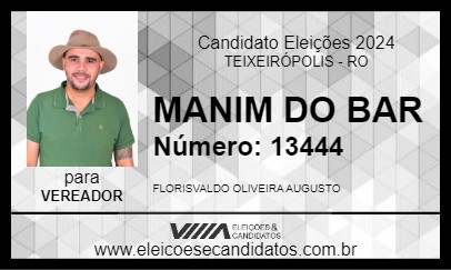 Candidato MANIM DO BAR 2024 - TEIXEIRÓPOLIS - Eleições