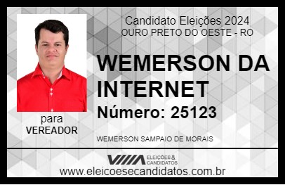 Candidato WEMERSON DA INTERNET 2024 - OURO PRETO DO OESTE - Eleições