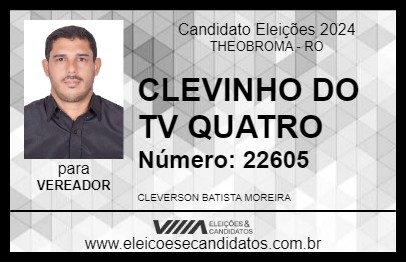 Candidato CLEVINHO DO TV QUATRO 2024 - THEOBROMA - Eleições