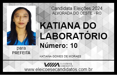 Candidato KATIANA DO LABORATÓRIO 2024 - ALVORADA DO OESTE - Eleições