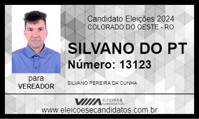 Candidato SILVANO DO PT 2024 - COLORADO DO OESTE - Eleições