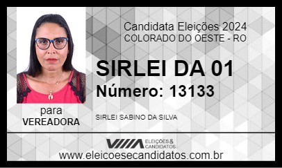 Candidato SIRLEI DA 01 2024 - COLORADO DO OESTE - Eleições