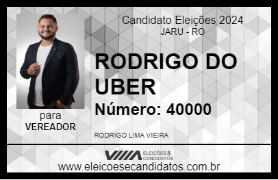 Candidato RODRIGO DO UBER 2024 - JARU - Eleições