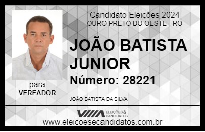 Candidato JOÃO BATISTA JUNIOR 2024 - OURO PRETO DO OESTE - Eleições