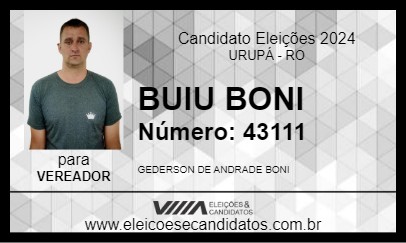 Candidato BUIU BONI 2024 - URUPÁ - Eleições