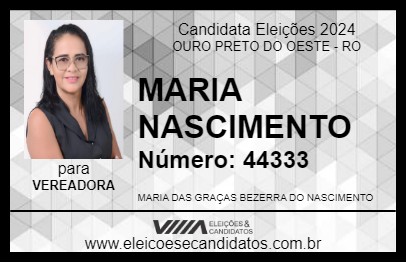 Candidato MARIA NASCIMENTO 2024 - OURO PRETO DO OESTE - Eleições