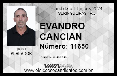 Candidato EVANDRO CANCIAN 2024 - SERINGUEIRAS - Eleições