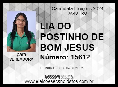 Candidato LIA DO POSTINHO DE BOM JESUS 2024 - JARU - Eleições