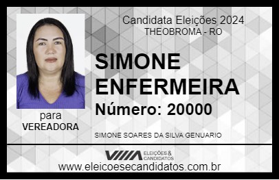 Candidato SIMONE ENFERMEIRA 2024 - THEOBROMA - Eleições