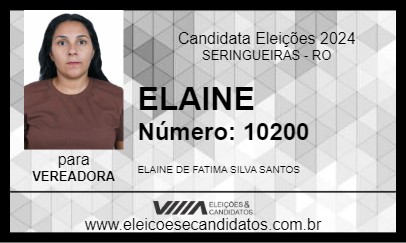 Candidato ELAINE 2024 - SERINGUEIRAS - Eleições