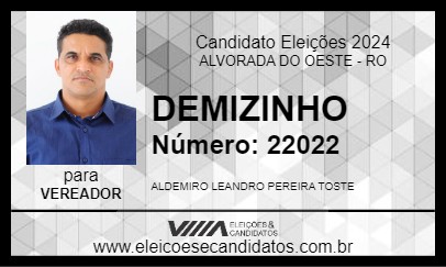 Candidato DEMIZINHO 2024 - ALVORADA DO OESTE - Eleições