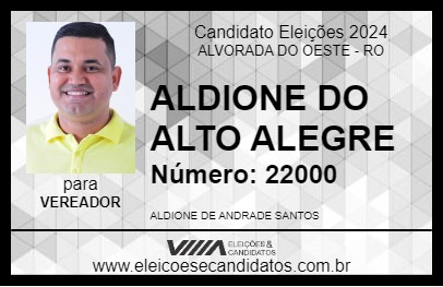 Candidato ALDIONE DO ALTO ALEGRE 2024 - ALVORADA DO OESTE - Eleições