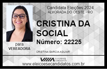 Candidato CRISTINA DA SOCIAL 2024 - ALVORADA DO OESTE - Eleições