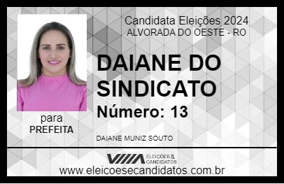 Candidato DAIANE DO SINDICATO 2024 - ALVORADA DO OESTE - Eleições