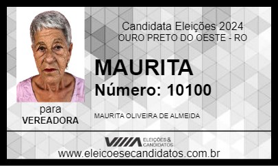 Candidato MAURITA 2024 - OURO PRETO DO OESTE - Eleições