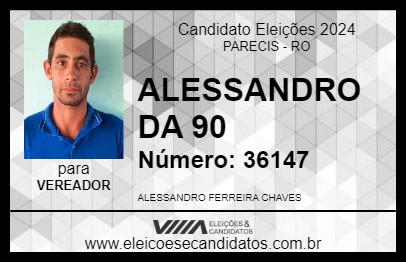 Candidato ALESSANDRO DA 90 2024 - PARECIS - Eleições