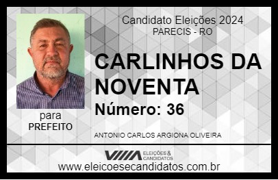 Candidato CARLINHOS DA NOVENTA 2024 - PARECIS - Eleições